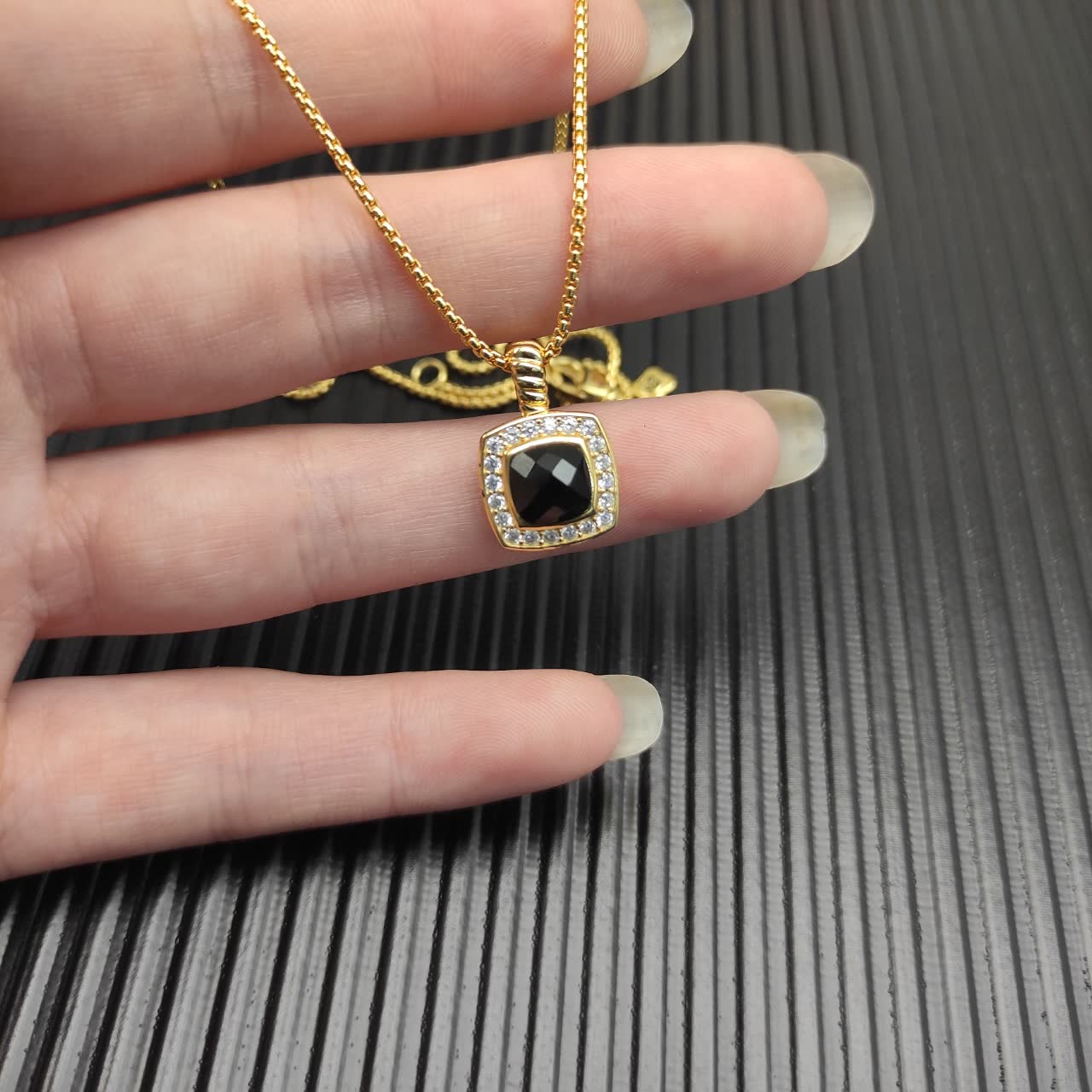 David Yurman Black Onyx and Diamond Cable Collectibles Pendant Necklace